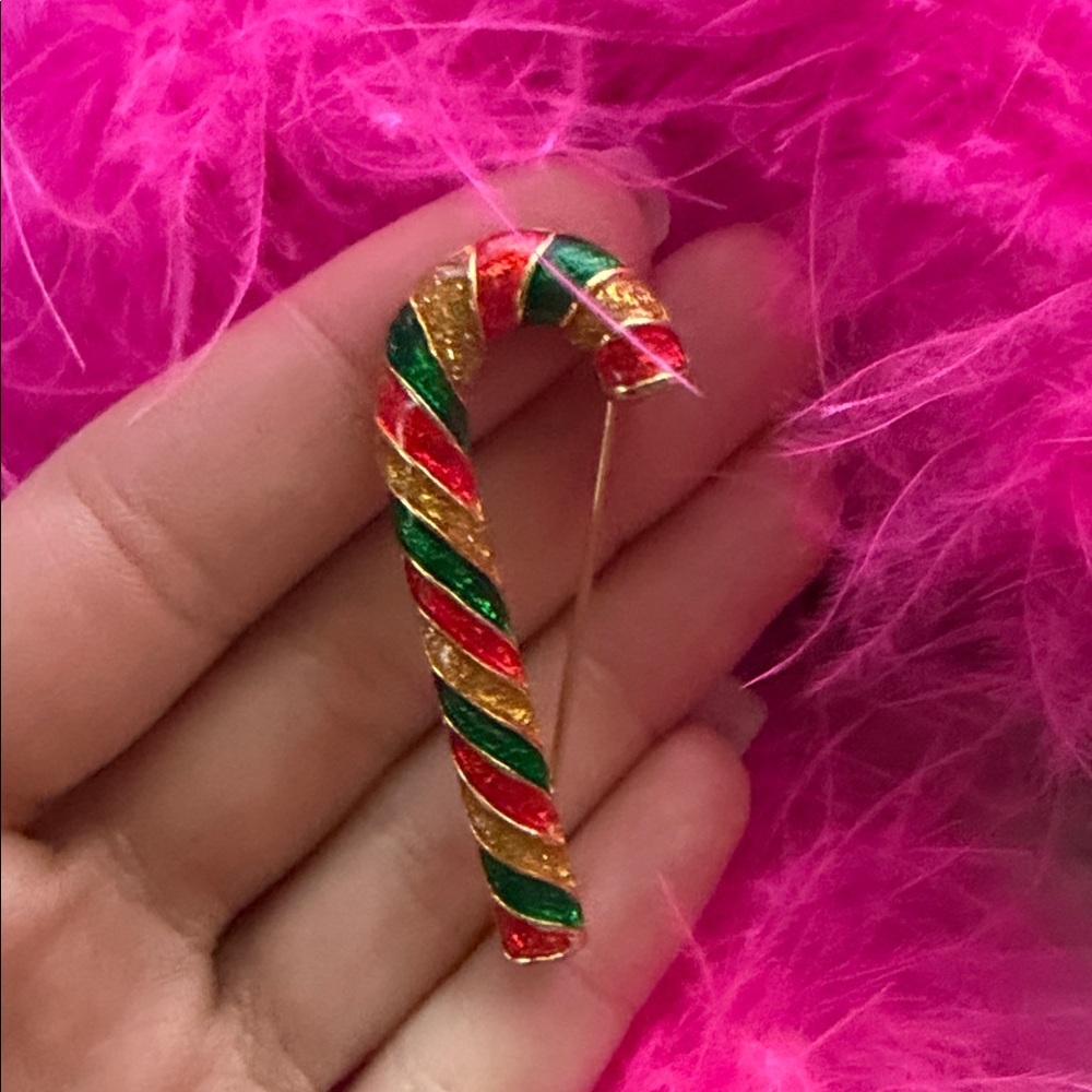 Vintage Festive Candy Cane Brooch
